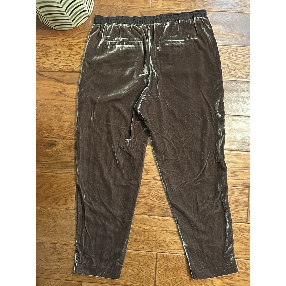 Anthropologie Elevenses Womens M Brown Velvet Pants Tassel Elastic Waist Jogger - Picture 11 of 13